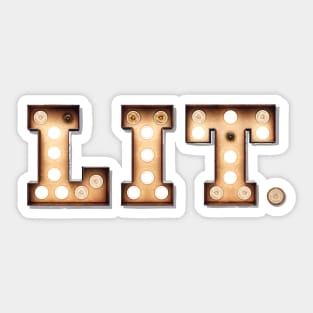 LIT Vintage Marquee Light Bulb Letters Funny Sticker